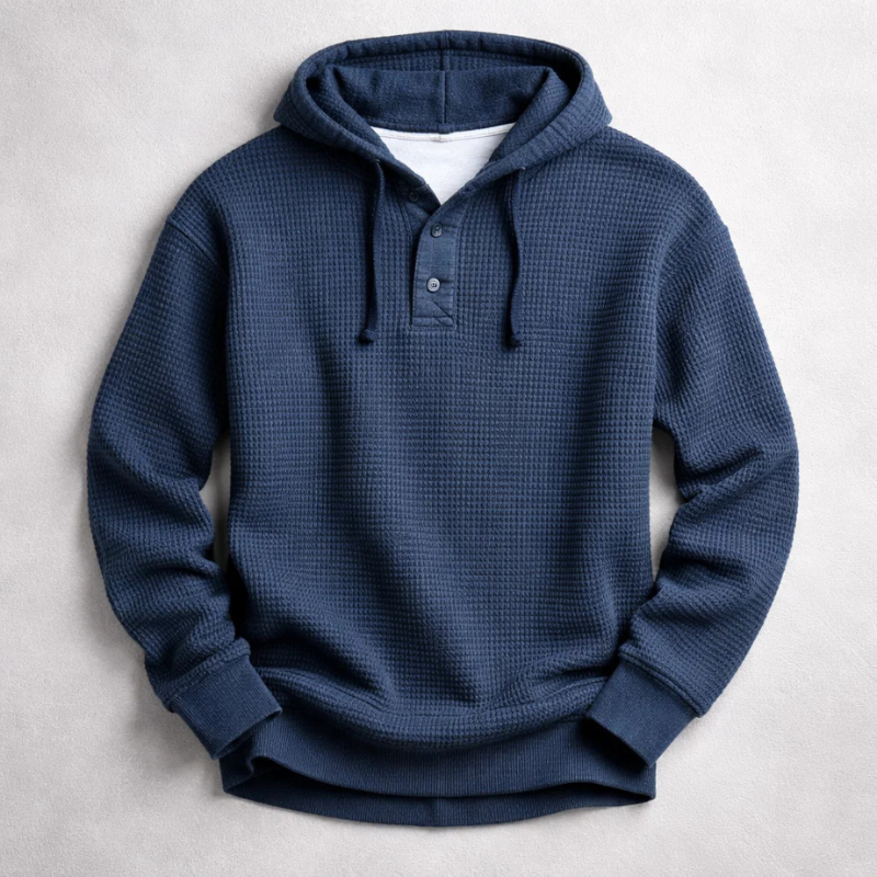 Waffle Knit Henley Hoodie