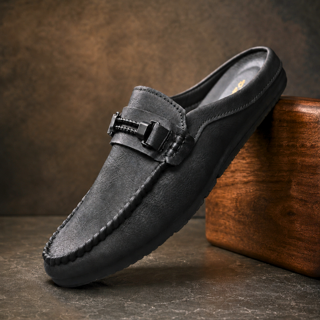 Men's Leather Half Slippers