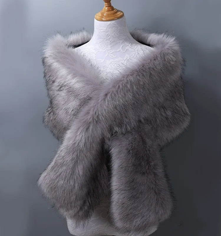 Ivory Faux Fur Shawl