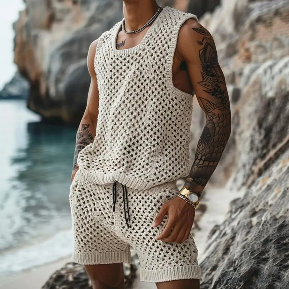 Men's Striped Knit Shirt & Shorts