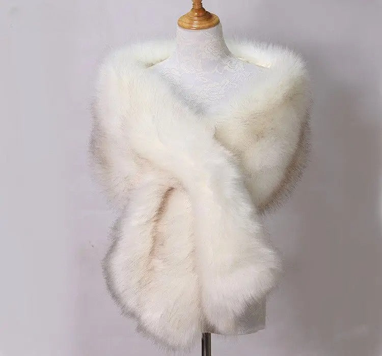 Ivory Faux Fur Shawl
