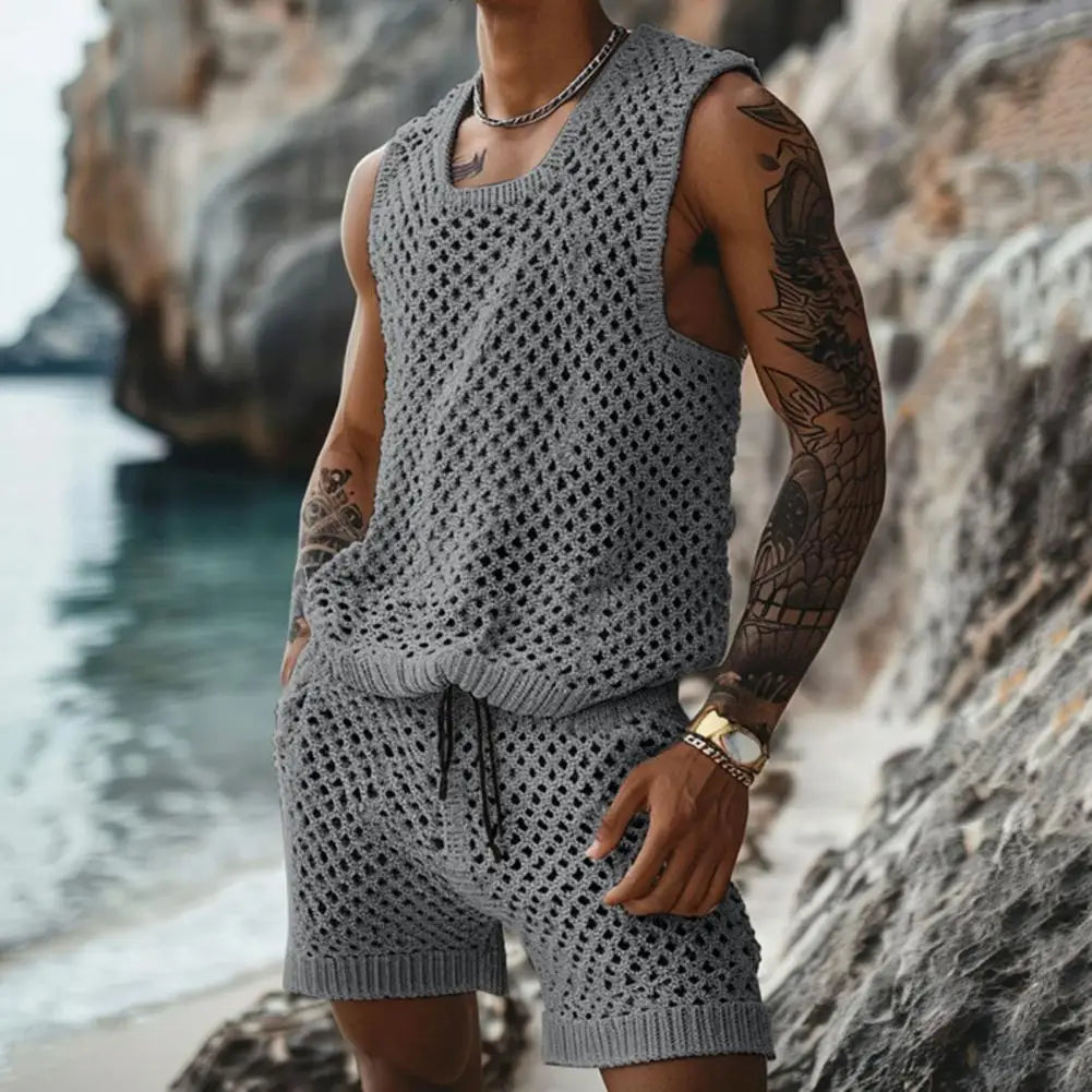 Men's Striped Knit Shirt & Shorts