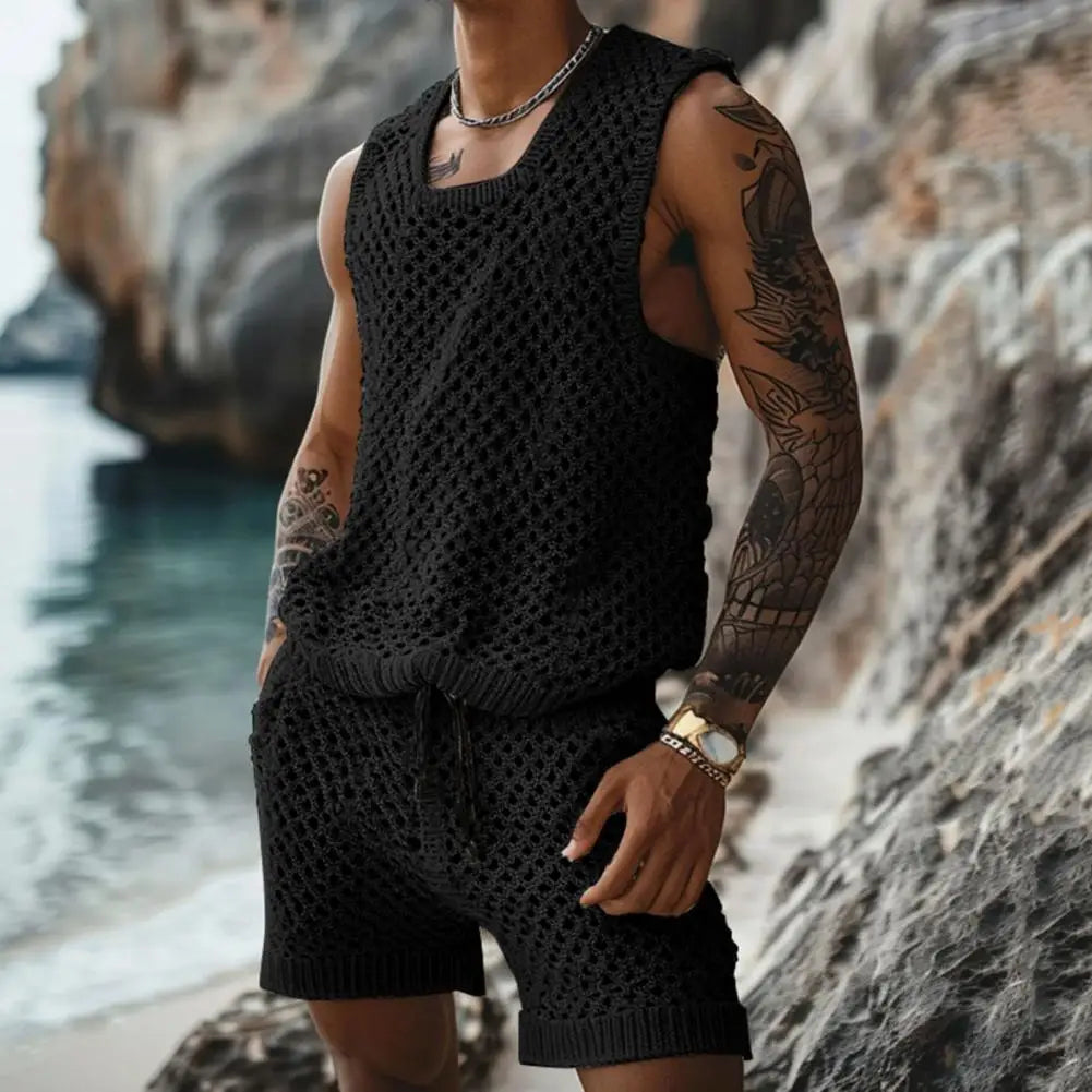 Men's Striped Knit Shirt & Shorts
