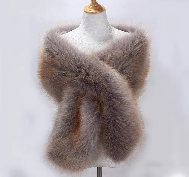 Ivory Faux Fur Shawl