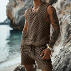 Men's Striped Knit Shirt & Shorts