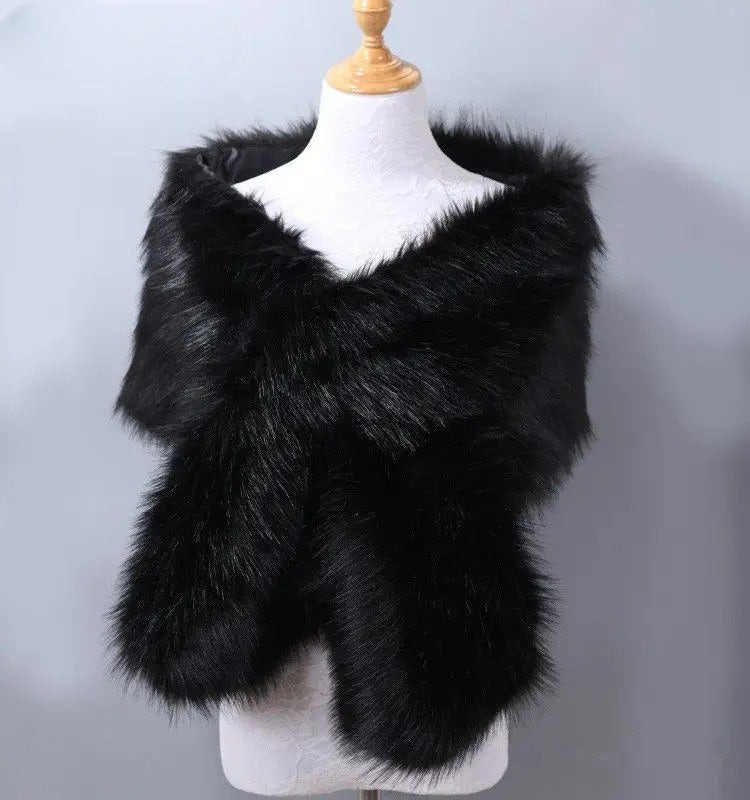 Ivory Faux Fur Shawl