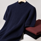 Ribbed Half Collar T-Shirt