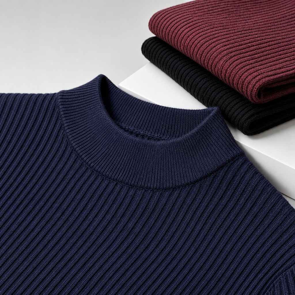 Ribbed Half Collar T-Shirt