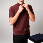 Ribbed Half Collar T-Shirt