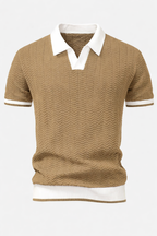 Patchwork Knitted Polo Shirt