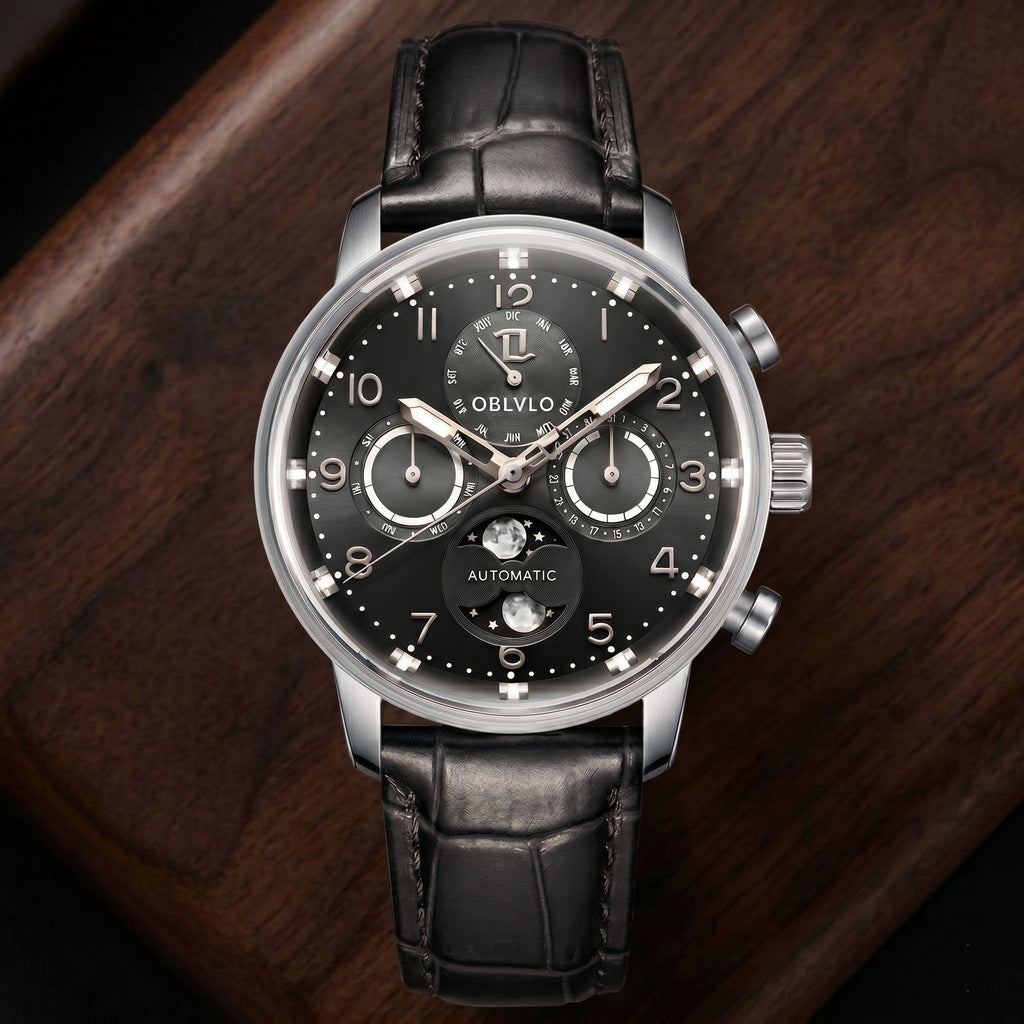 Moon Phase Leather Watch
