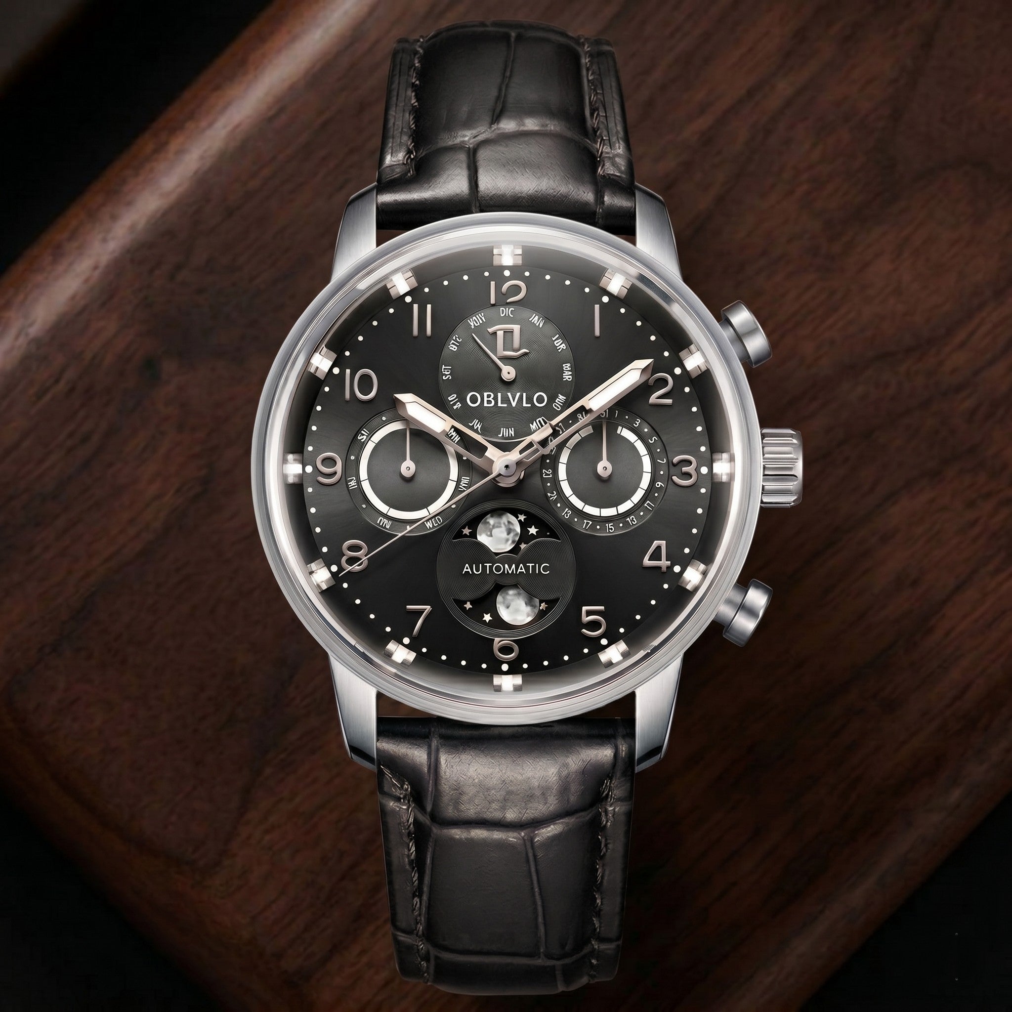 Moon Phase Leather Watch