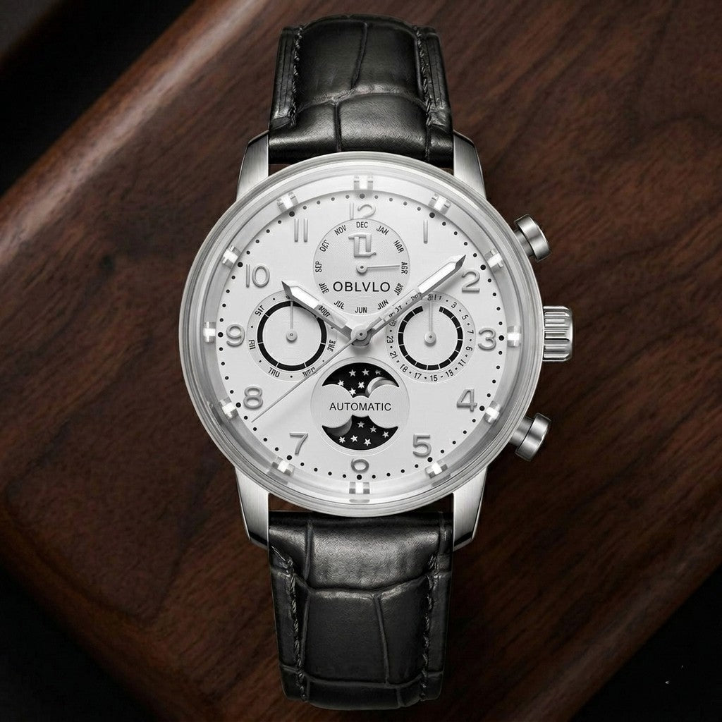 Moon Phase Leather Watch