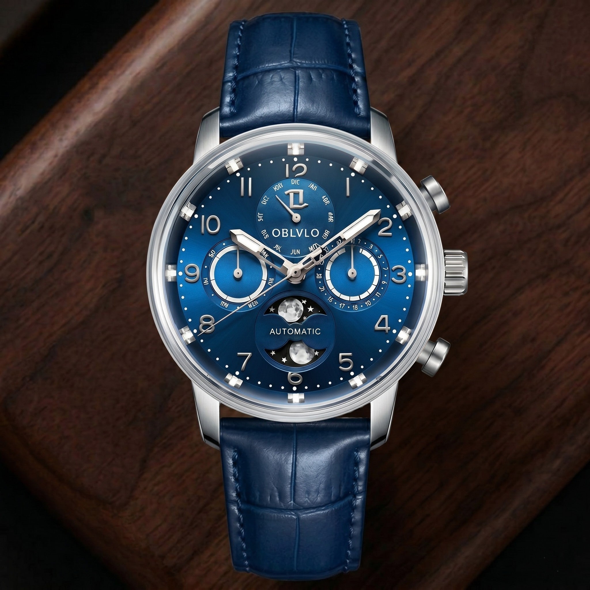 Moon Phase Leather Watch