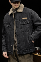 Jacket with Lamb Velvet Collar