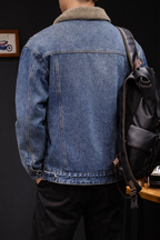 Jacket with Lamb Velvet Collar