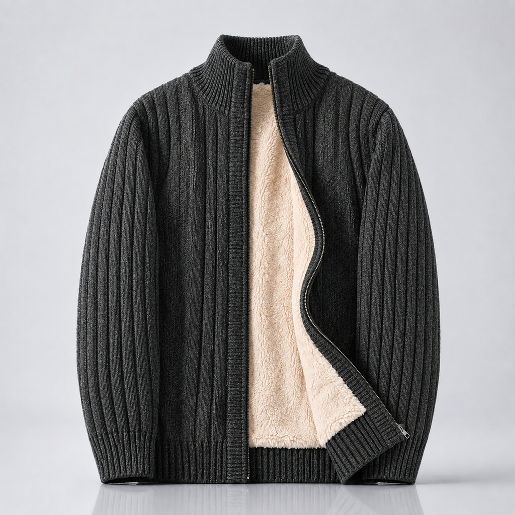 Thick Knit Zip-Up Sweater