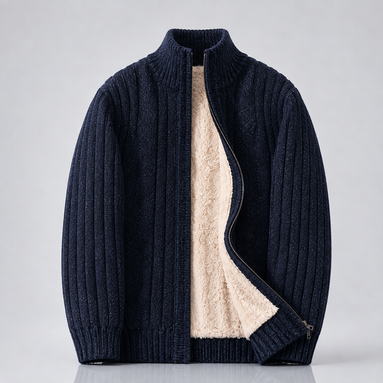 Thick Knit Zip-Up Sweater