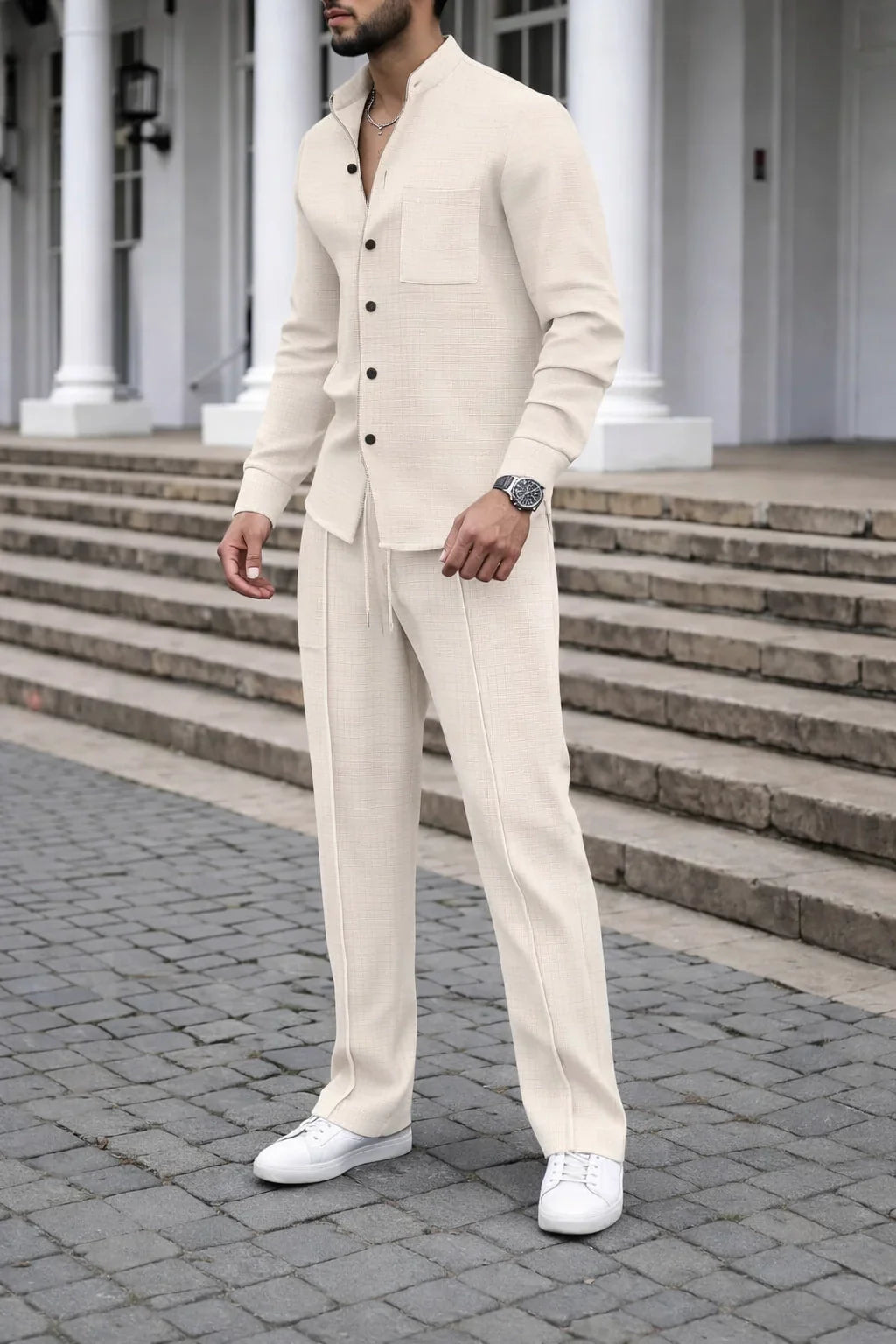 Waffle Knit Casual Suit
