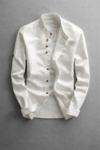 Linen Stand Collar Casual Shirt