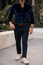 Velvet Button-Up Shirt