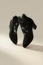 Embroidered Mesh Lace Boots
