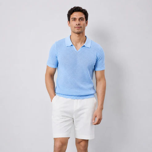 Knitted V-Neck Polo Shirt