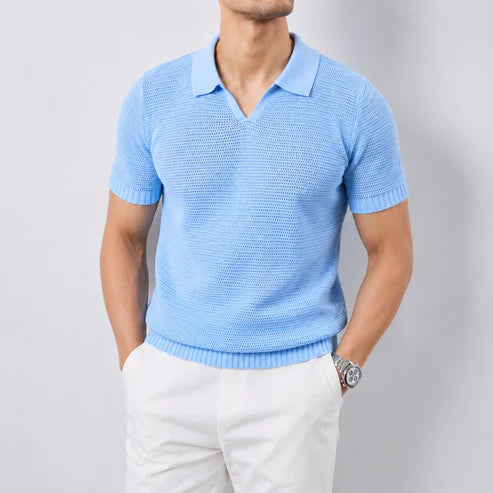 Knitted V-Neck Polo Shirt