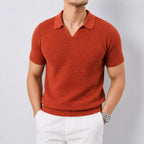 Knitted V-Neck Polo Shirt
