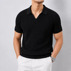 Knitted V-Neck Polo Shirt