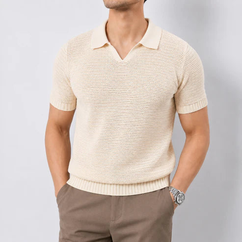 Knitted V-Neck Polo Shirt