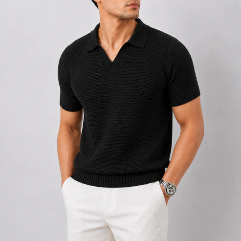 Knitted V-Neck Polo Shirt