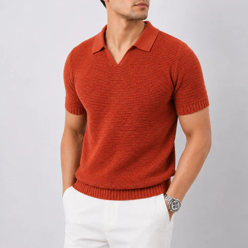 Knitted V-Neck Polo Shirt