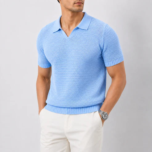 Knitted V-Neck Polo Shirt