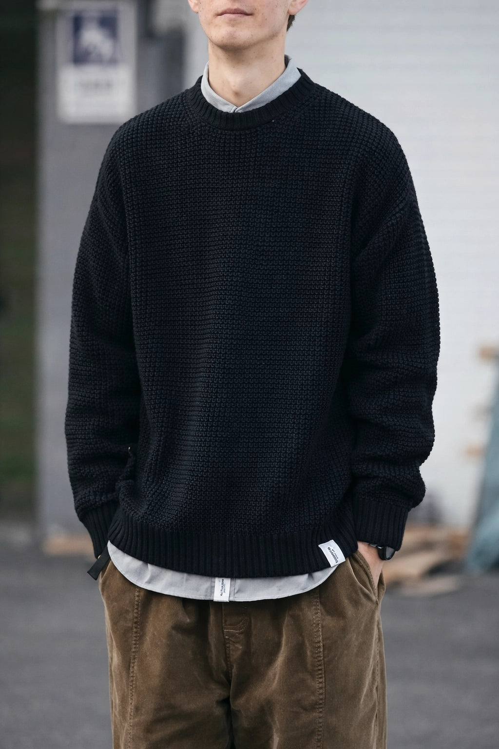 Waffle Knit Crew Sweater