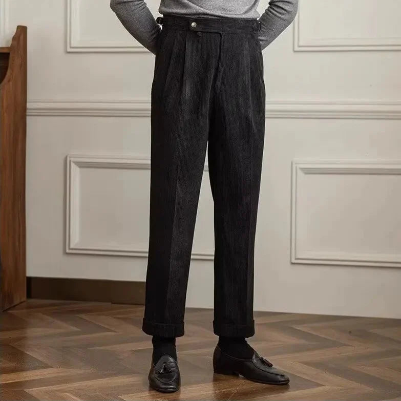 High-Waist Straight Corduroy Trousers