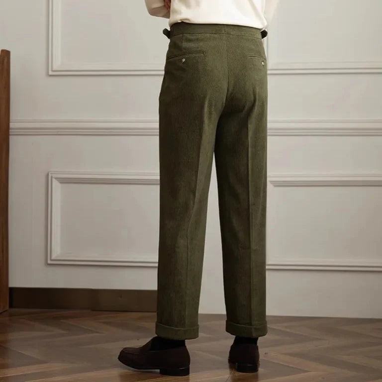 High-Waist Straight Corduroy Trousers