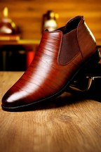 Pointed Toe Leather Ankle Boots