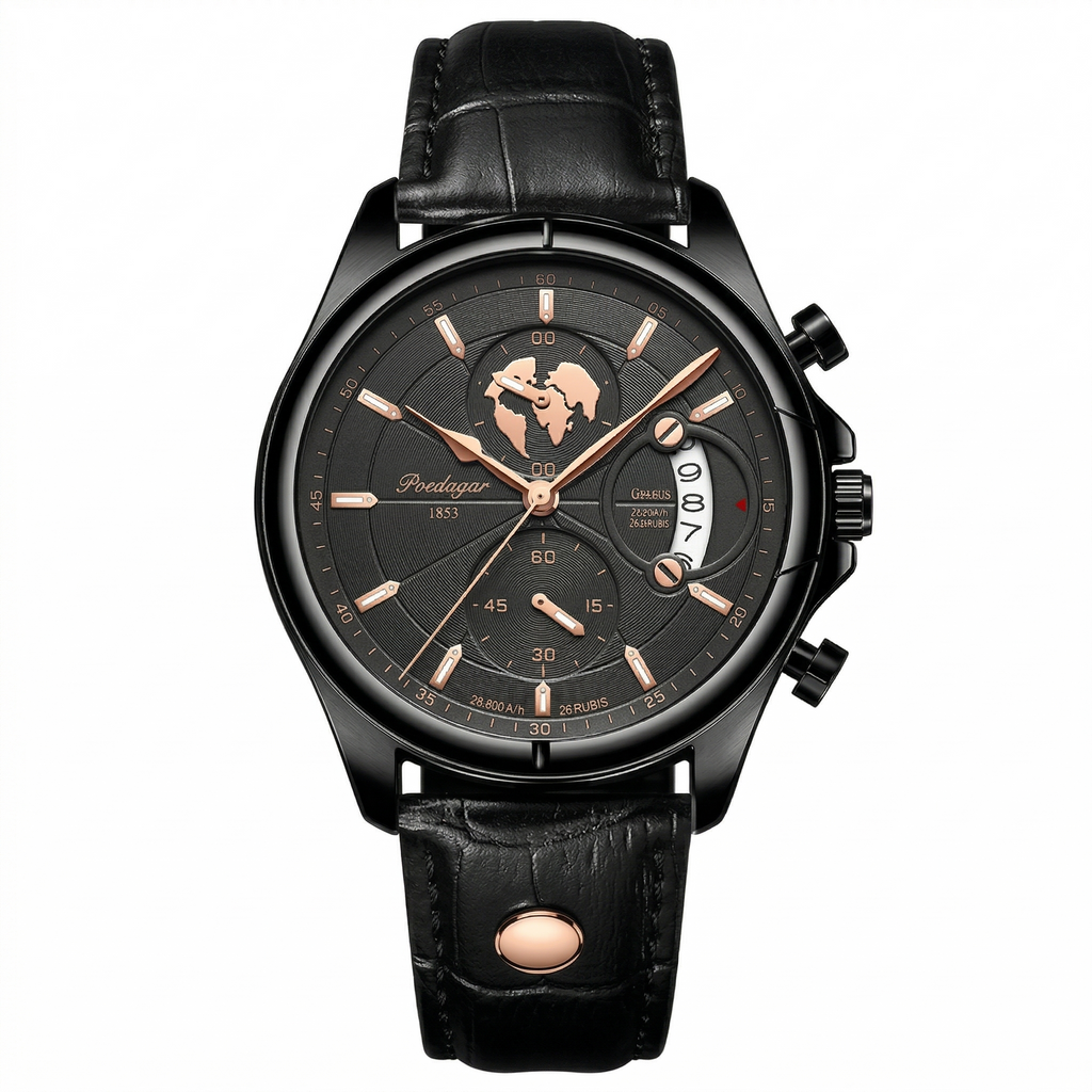 Chronograph Watch Leather Strap