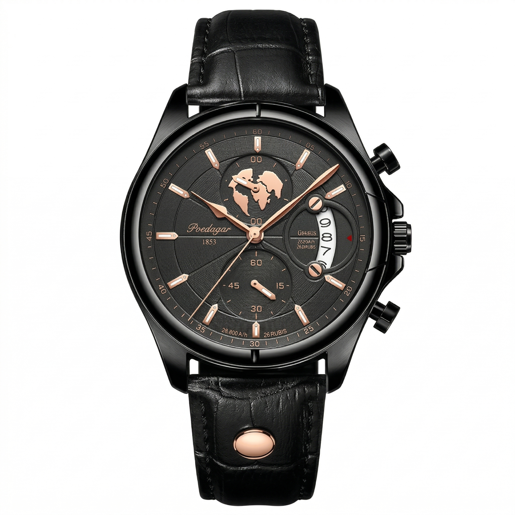 Chronograph Watch Leather Strap