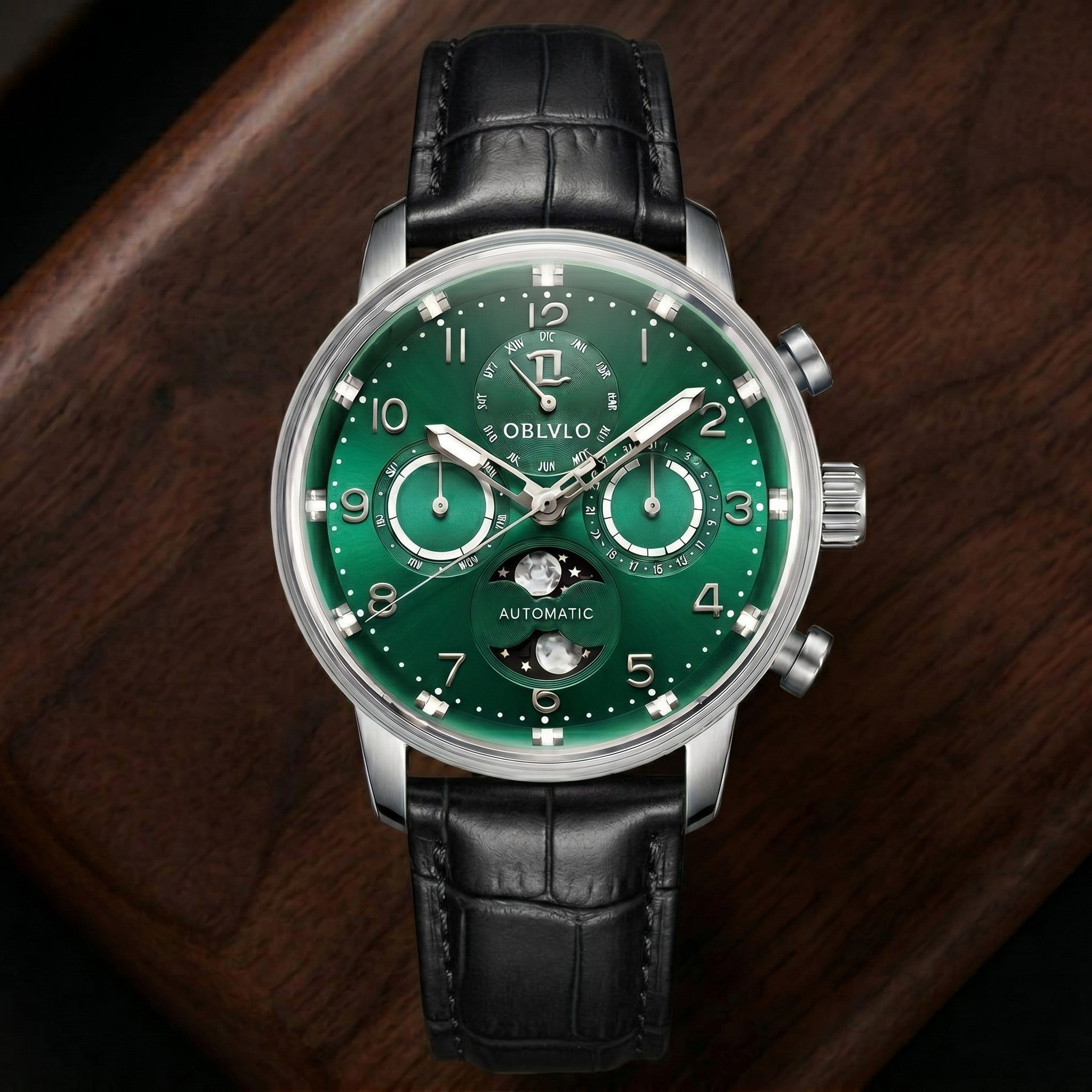 Moon Phase Leather Watch