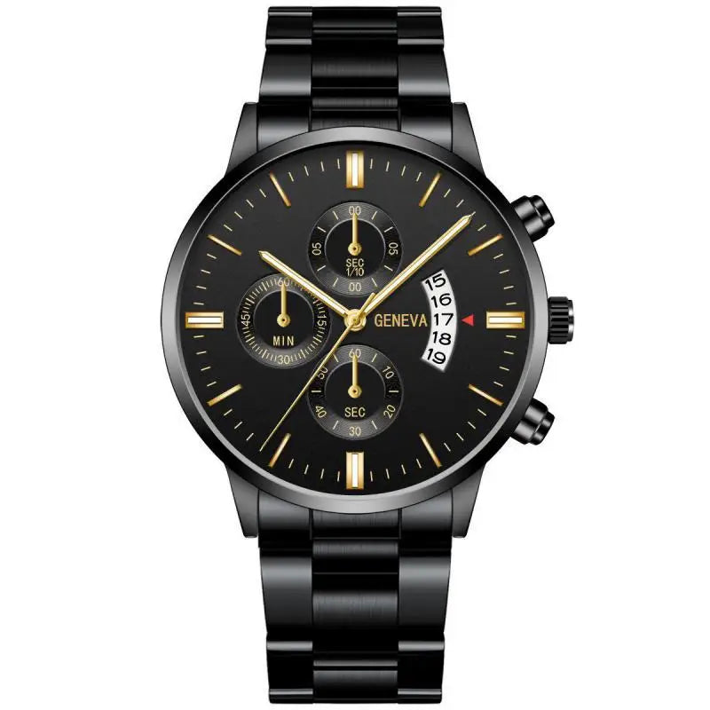 Men's Golden Steel Quartz Watch