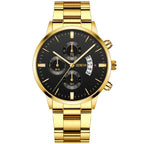 Men's Golden Steel Quartz Watch