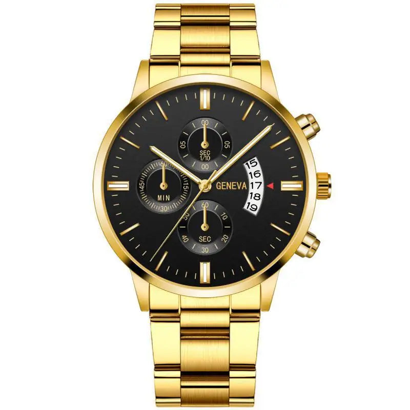 Men's Golden Steel Quartz Watch