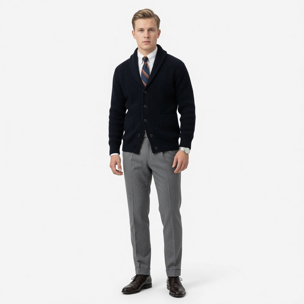 Classic Turn-Down Collar Knit