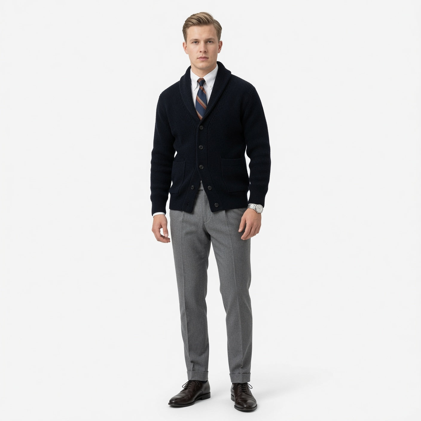 Classic Turn-Down Collar Knit