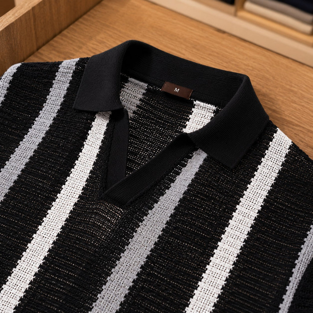 Breathable Striped Knit Shirt