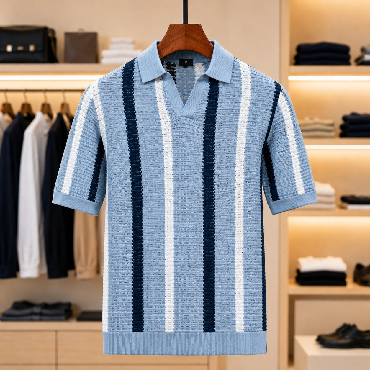 Breathable Striped Knit Shirt