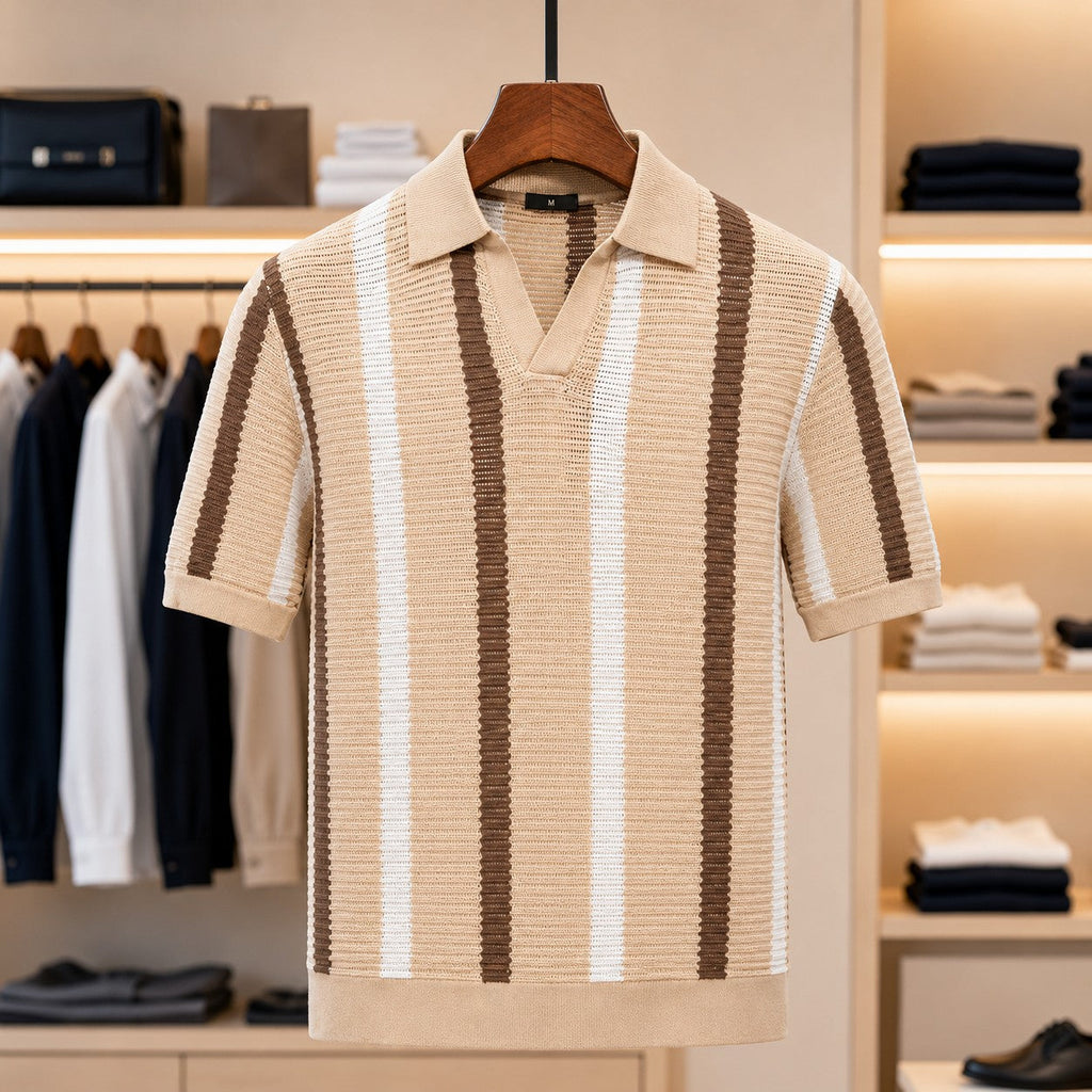 Breathable Striped Knit Shirt