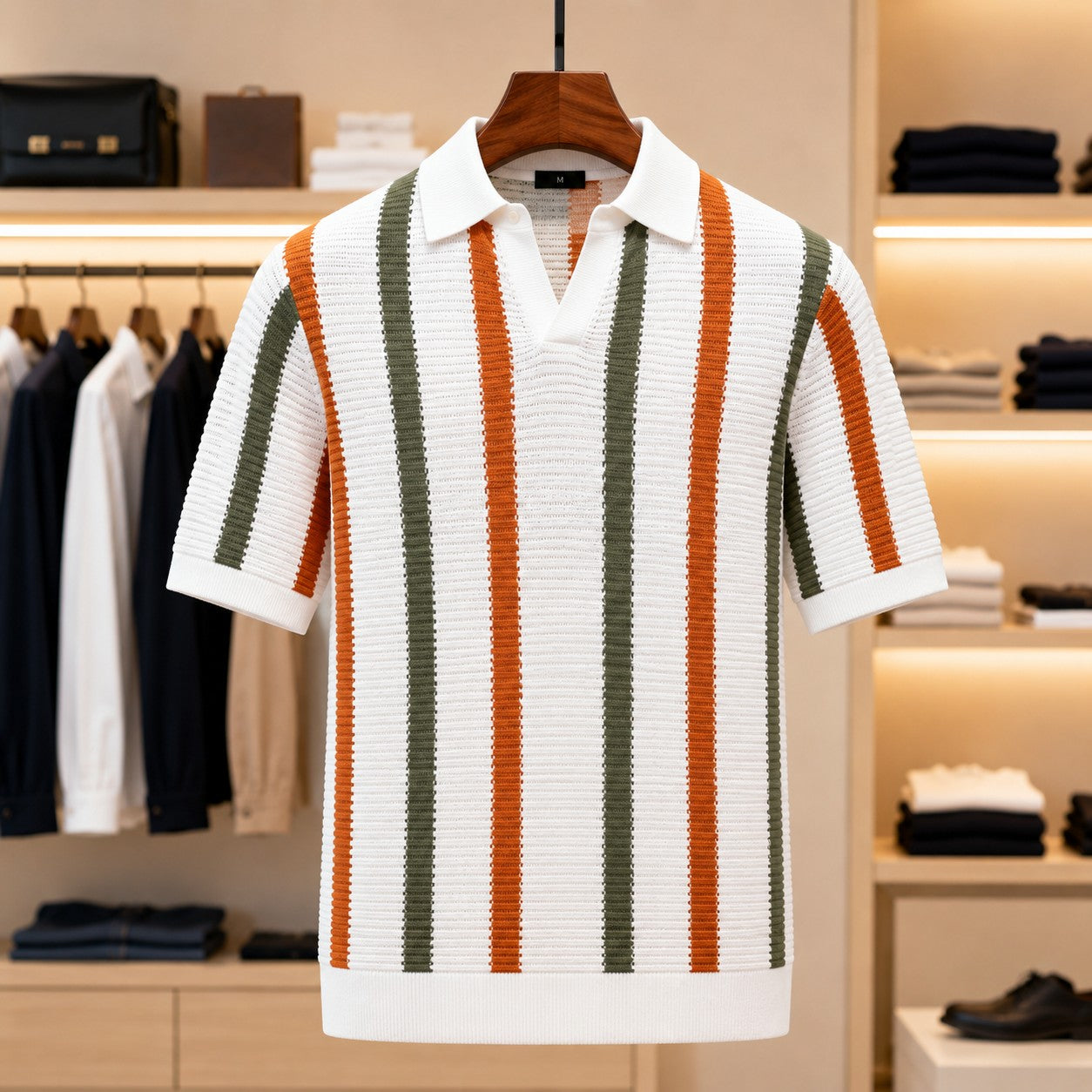 Breathable Striped Knit Shirt